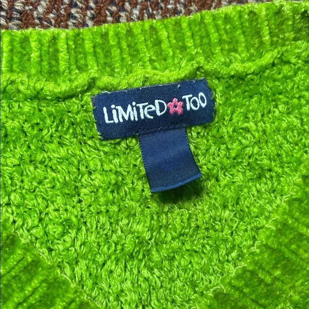 Vintage Limited Too V-Neck cropped Sweater chartreuse textured grail sweater XS - Picture 5 of 10
